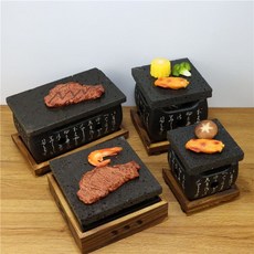 와규 1인용 불판 구이 화산석 화로 석쇠 석판 바베큐 소형 규카츠 플레이트, D. 16x17cm 베이킹 팬 세트