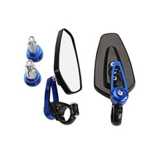 오토바이 알루미늄 엔드 사이드 백미러 자전거 핸들 후면보기 미러, 1개, 2. 파란색