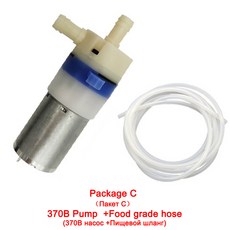 12V DC 소형 370 워터 펌프 모터 저소음 대형 물 흐름 0.4-1.2L/min 마시는 미니 KLC 다이어프램 진공 펌, 11) 370B package C - 3M food g, 07 3M food grade hose