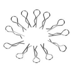쉘 클립 핀 스테인리스 스틸과 호환되는 12Pcs 본체 HSP 레드캣 HPI RC 1/10 모델, 실버, 12개