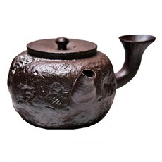 手工陶瓷側把茶壺 功夫茶具泡茶壺 台灣茶具禮品, 彎月粗陶鎏金側把壺, 1個, 180ml