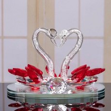 크리스탈 백조 장식 유리 피규어 종이 무게 공예 거실 데스크탑 [07] 1 pair D 7. 1 pair D, [04] red, [04] 빨간색 * 4. 빨간색