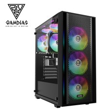 GAMDIAS AURA GC2 ELITE ARGB 機殼，電競透側電腦機箱，支援ARGB燈效同步, 1個, 黑色