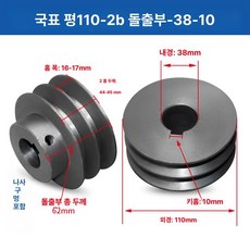 V벨트풀리 타이밍풀리 국가표준 보어 발전기 시브 부품, 110-2B 돌출대-38-10, 기본 모델명/품번