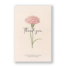메세지 카드 엽서, 30개, 핑크 카네이션 Thank you 30개, 핑크 카네이션 Thank you