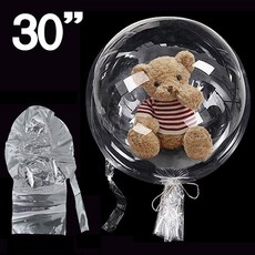 30인치 와이드 스트레치 버블 풍선 클리어 투명 PVC 투명 크리스탈버블 넓은 주입구 편하게 선물을 넣어요, 1개, 상세페이지 참조