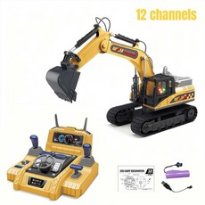 굴착기 원격 제어 트럭 바닥 조향 휠 건설 공학 차량 생일 선물, 1개, 2. 12channels-middle