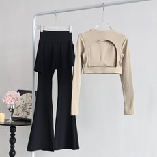 裸感修身顯瘦高腰垂墜感內搭裙褲兩穿打底褲跑步健身訓練休閒運動套裝-彈力透氣百搭實穿