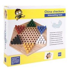 兒童桌遊E2H 益智六角星跳棋 九連棋 益智木製跳跳棋 跳跳棋玩具 兒童禮物 六角跳棋 跳棋桌遊 棋盤玩具, 1個, 彩盒破損（已折扣、商品完整、自用可選）