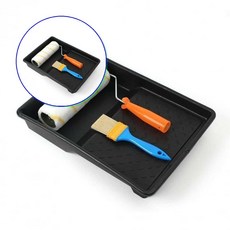 쌍문상회 도장용품 셀프페인팅 미니페인트롤러 페인트트레이 브러시 페인트붓 롤러 페인트부자재 셀프페인트칠 페인트칠도구 페인트평붓 트레이 벽면 수성페인트롤러 페인트도구 40872EA, 본상품