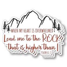 (3개) When My Heart is Overwhelmed Lead Me to The Rock 스티커 기독교 영감 성경 구절 인용구 방수 비닐 데칼 킨들 물병 전화 노트북 종, (3개) When My Heart is Overwhel