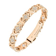 ECLATIS Jecanori 여성 마그네틱 디자인 팔찌 반짝이는 큐빅 지르코니아가 있는 스테인리스 스틸 테라피 네잎 클로버 하이퀄리티 주얼리 특별한 선물 302684, ECLATIS Jecanori 여성 마그네틱 디자인 팔