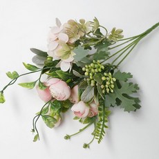 조화 수국 동백 실크플라워 졸업식 입학식 꽃 장식, 퍼플, 1개