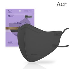 아에르 여름마스크 어드밴스드 라이트 KF80 새부리형마스크 블랙 화이트 그레이 마스크 소형 중형 대형, 1개입, 10개, 2. 검정색 (Black) 대형