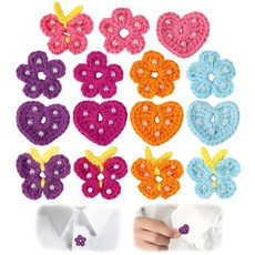 버튼 커버 15개 사랑스러운 3가지 스타일 크로셰 플라워 하트 나비 버튼 커버 장식 여성용 셔츠 드레스 코트 스웨터, 버튼 커버 15개, 사랑스러운 3가지 스타일 크로셰 플