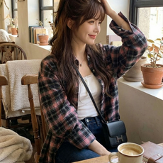 오우하하 여성 오버핏 셔츠 체크남방