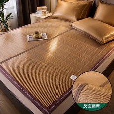 單人冰絲竹藤涼蓆 學生宿舍空調房適用, 雙面款-流金歲月天然碳化光滑無刺