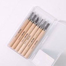 델리 조각칼 6종세트 원목 손잡이 목공 조각용 칼, 상세페이지 참조
