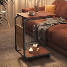 하루 침대 소파 협탁 이동식 사이드테이블 티테이블, 월넛
