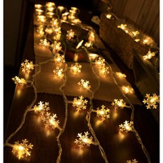 K&C LIFESTYLE LED造型燈串 雪花燈 星星燈 圓球燈 夾子燈 USB/電池供電 暖白光 適用房間裝飾與節慶佈置, 1件, 【夢幻雪花燈】,600公分-USB款（長亮）, 暖白