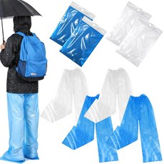 YBEATY 4피스 일회용 레인 팬츠 롱 방수 바지 부츠 커버 신발 포함 투명 플라스틱 비상 레인팬츠 수트 두꺼운 풋 랩 야외 사이클링 낚시용 149598, YBEATY 4피스 일회용 레인 팬츠 롱 방수 바지 부