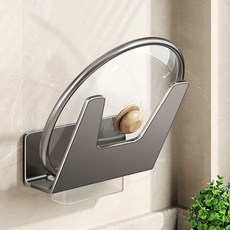 무타공 알루미늄 냄비 뚜껑 걸이 후라이팬 도마, 1개, 그레이, 1단