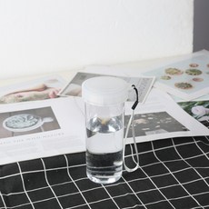 防摔水杯 學生隨手杯 運動提繩設計 防漏便攜 簡約風格 塑料材質 戶外使用+430mL透明白色+430ML, 1個, 1L, 430mL透明白色:430ML