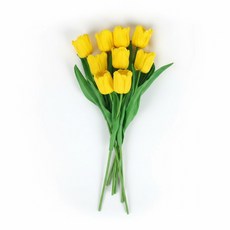 인조 조화 튤립 9송이 세트, 1개, 옐로우 9송이