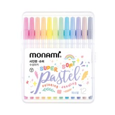 모나미 슈퍼사인펜 파스텔 12색 세트, 혼합색상, 1세트