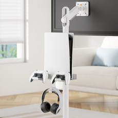 엔산마운트 PSH-01 게임기 정리 슬림 홀더 헤드셋 플스5 PS5 선반 거치대, 화이트, 1개