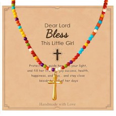 여아 여성용 십대 목걸이 - 세례 첫 영성체 확인 부활절 선물 기독교 종교 트렌디한 물건 소녀 딸 손녀 조카 대녀 하나님의 자녀 발렌타인 데이를 위한 다채로운 비