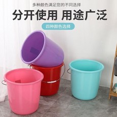 手提加厚塑料水桶 多功能泡腳桶, 1個, 加厚 熟膠淺藍 ,小號水桶高33cm