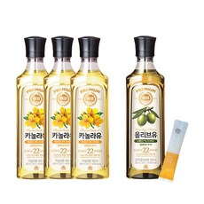 해표 카놀라유 500ml 3개 + 올리브유 500ml 1개 + 꿀따옴 꿀스틱 1개
