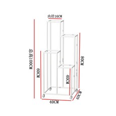 北歐花店花架鮮花桶多層展示架塑鮮花桶架階梯架可移動貨架鮮花架層架 置物架 花架, 1個, 白架子不帶桶