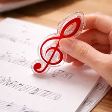 2컬러 높은음자리표 음표 모양 악보 집게 클립 책갈피 북마크, 1개, 블랙 음표