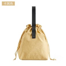日式帆布束口便當袋, 卡其色, 1套