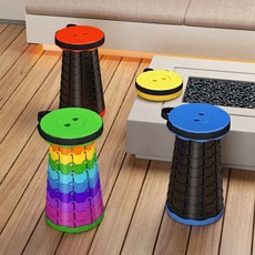 스툴 미니 접이식 캠핑 자바라 간이 아코디언 낚시 의자 휴대용, 1개, 무지개블루