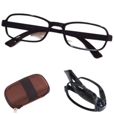 접이식 돋보기 노안 휴대용 안경테 벨트 케이스, 1개, 블랙