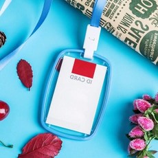 아크릴 리버시블 사원증 케이스 4p 세트 세로형 블루 chl+364mW