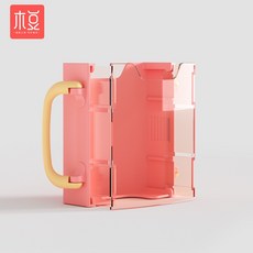 木豆 兒童鋁箔包杯架 防擠壓牛奶飲料架 180度折疊手柄, 1個, MUDOU-紅色