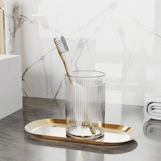 DFMEI 輕奢風漱口杯高顏值刷牙杯家用情侶洗漱杯衛生間簡約透明牙杯, 1個, 流光白:301-400ml