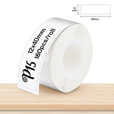 P15 라벨 용지 롤 Marklife P12 Q30 프린터 용 흰색 접착 스티커 15x30mm 투명 테이프, 13 12-40mm White