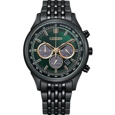 CITIZEN Eco-Drive 運動計時錶，男款，黑色錶帶，綠色錶盤