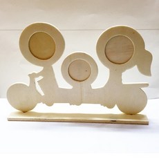 3인용 자전거 모양 나무액자, 1개, 3cm, 혼합색상