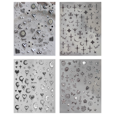 포트렘 네일 스티커 실버 크롬메탈 4종 세트, 1개, silver