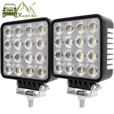 자동차라이트바 고출력 64 LED 작업등 자동차 12V 24V 트럭 트랙터 4x4 오프로드 SUV ATV UTV 4WD 운전 플러드 빔 Barra 헤드라이트, 없음, 2) 2 Piece