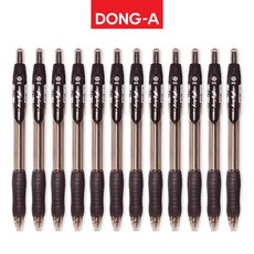 동아 애니볼 501 노크식 볼펜, 12개, 1.0mm-검정