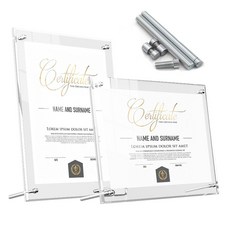 透明壓克力相框，簡約設計，穩固支撐，多尺寸適用，易於清潔, 直角相框（橫豎通用）,裝A4 [內徑21*29.7cm], 1個