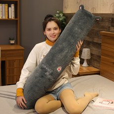 수면용 베개 긴 베개 다리 받침 원통형 침대용 긴 베개 대형 분리 세탁 가능, 1米, 짙은 회색 고양이