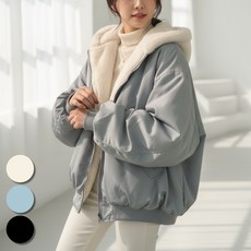 핏몬 여성 오버핏 뽀글이 후드 점퍼 리버시블 후리스 패딩